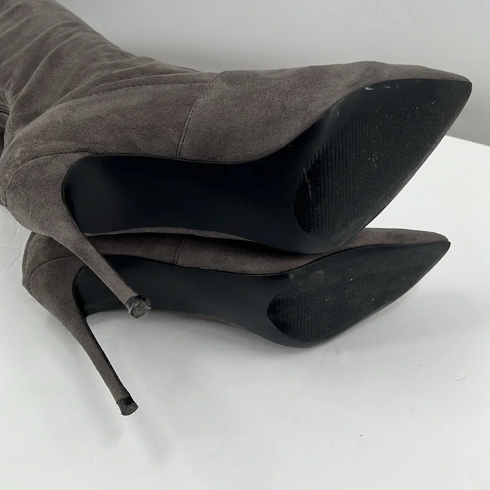 Steve Madden Tall Pointed-Toe Stiletto Over-The-Knee Boots in Charcoal
